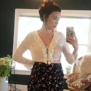 Front Tie Ivory Blouse